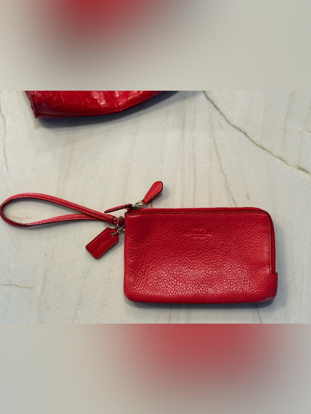 Coach Red Pebbled Leather Wristlet